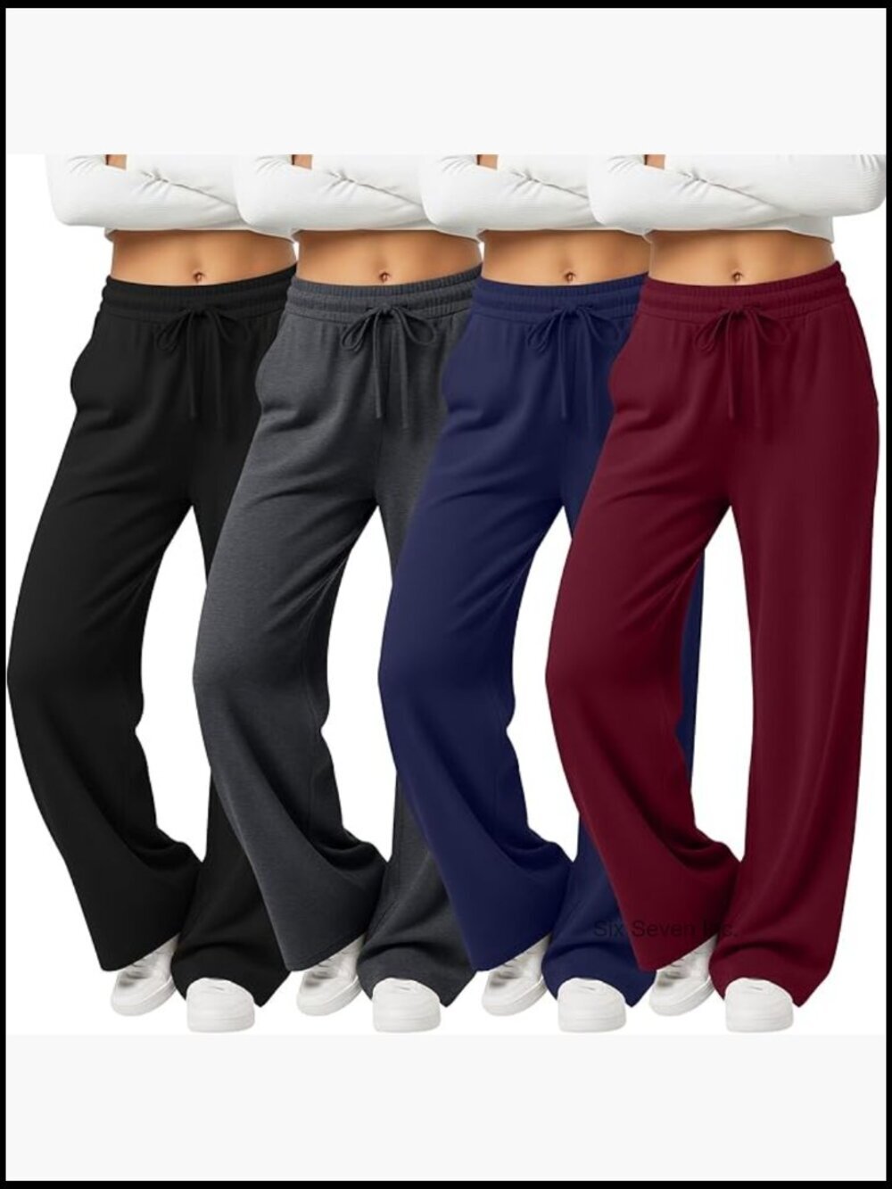 4 Pack Yoga Lounge Pants Wide Leg Sweatpants Jogging Pockets Drawstring
